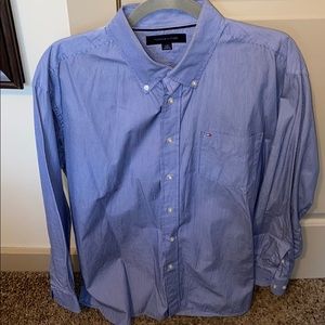 Tommy Hilfiger Long-Sleeve Button-Up Blue Large